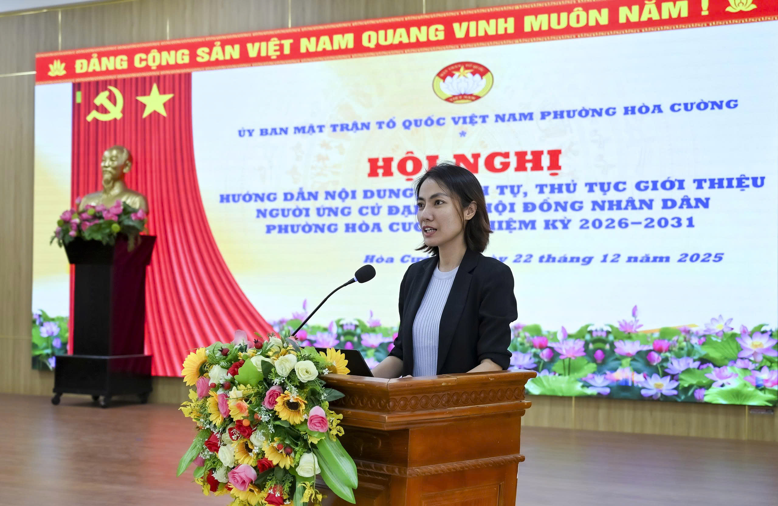 HỘI NGHỊ HƯỚNG DẪN NỘI DUNG, TRÌNH TỰ, THỦ TỤC GIỚI THIỆU NGƯỜI ỨNG CỬ ĐẠI BIỂU HĐND PHƯỜNG HÒA CƯỜNG, NHIỆM KỲ 2026-2031.