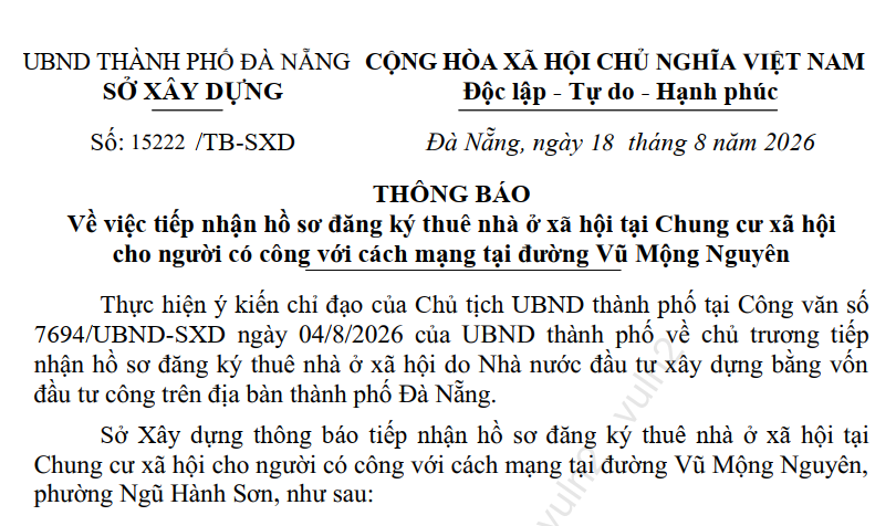 TIẾP NHẬN HỒ SƠ ĐĂNG KÝ THUÊ NHÀ Ở XÃ HỘI