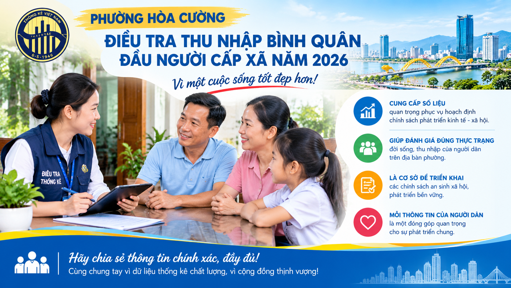 PHƯỜNG HÒA CƯỜNG THÔNG TIN CẦN BIẾT VỀ ĐIỀU TRA THU NHẬP BÌNH QUÂN ĐẦU NGƯỜI CẤP XÃ NĂM 2026
