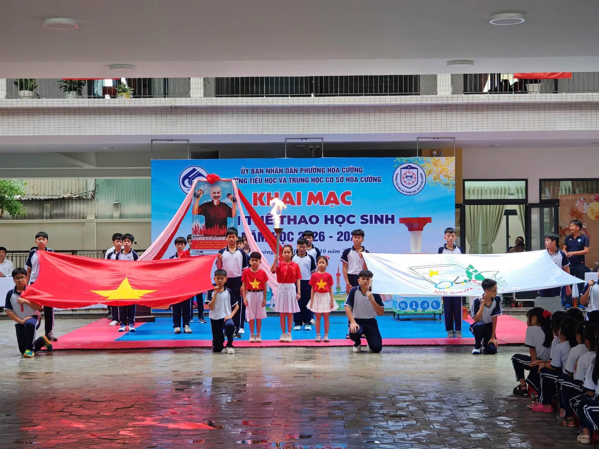 TRƯỜNG TIỂU HỌC VÀ TRUNG HỌC CƠ SỞ HÒA CƯỜNG TỔ CHỨC LỄ KHAI MẠC GIẢI THỂ THAO HỌC SINH NĂM HỌC 2026–2027